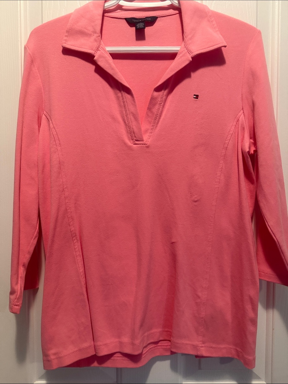 Tommy Hilfiger Coral-Pink Long-Sleeve Polo Tunic